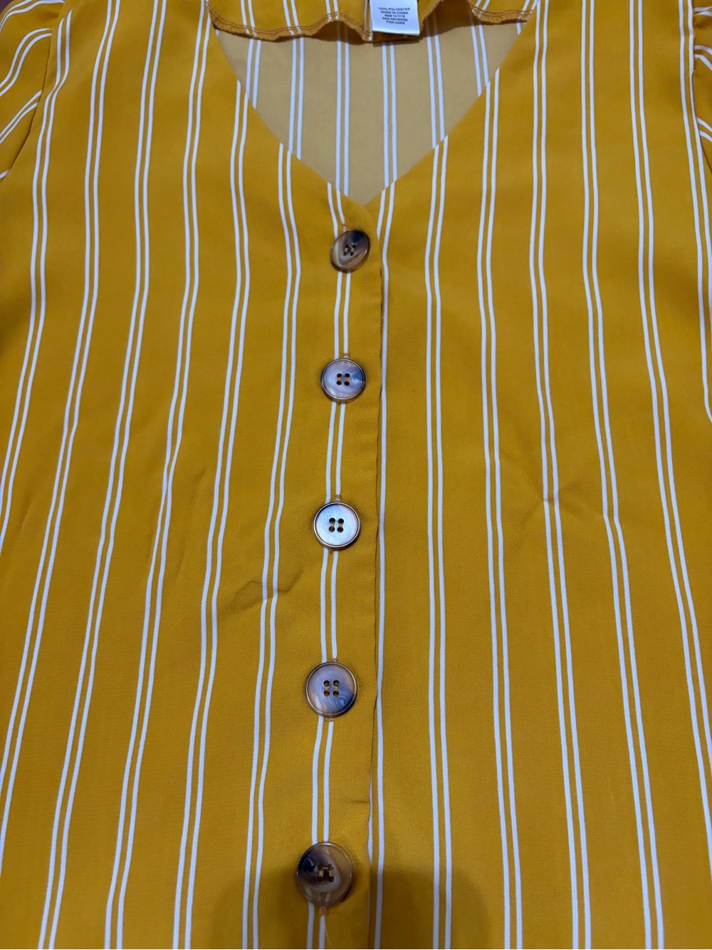 Yellow Striped Button-Front Top - Picture 3 of 4